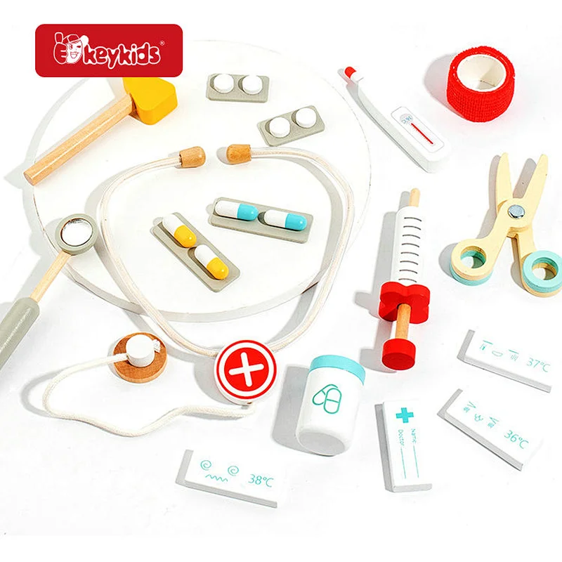 Customize Wooden Kids Pretend Play Toy Medical Set with Stethoscope W10D856
