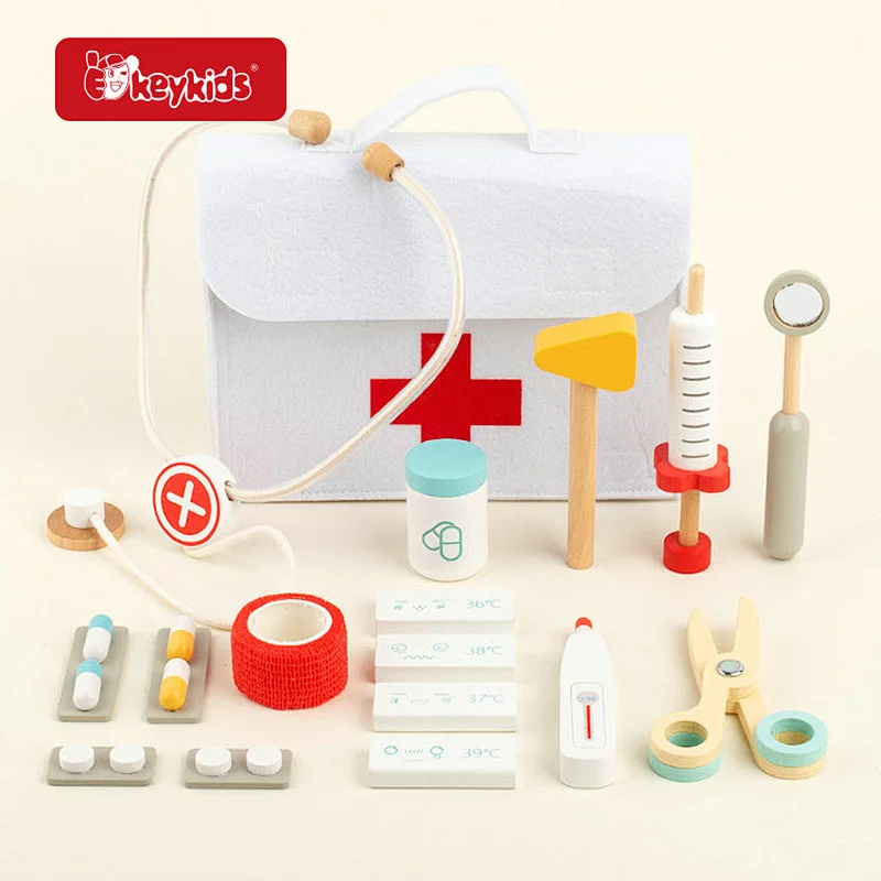Customize Wooden Kids Pretend Play Toy Medical Set with Stethoscope W10D856